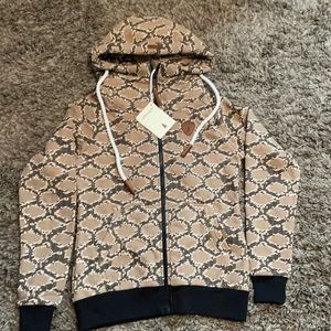 Stylish Tan Patterned Hoodie